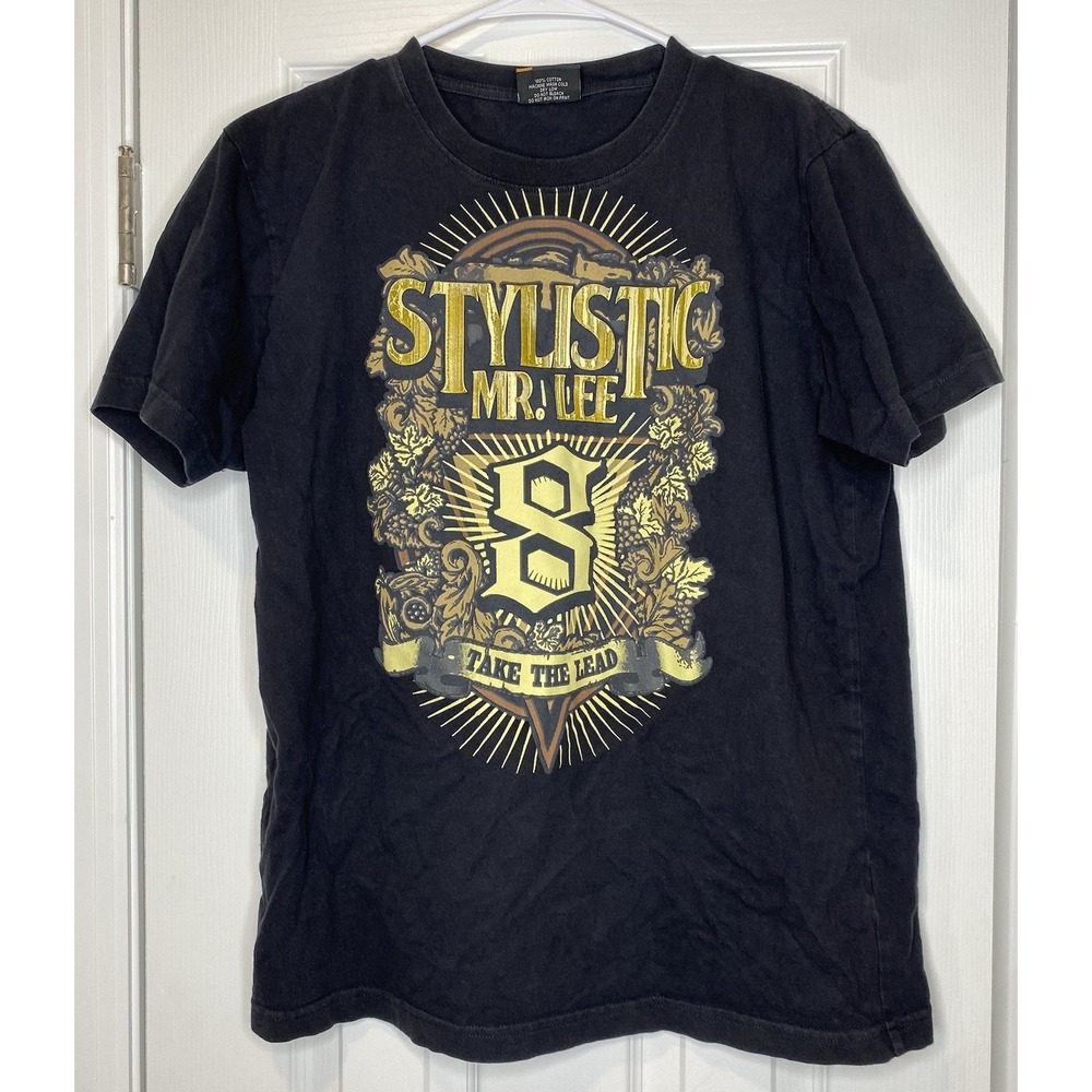 Lee Men's Vintage Stylistic MR. Lee Graphic Print Shirt Black Gold Size L *read*